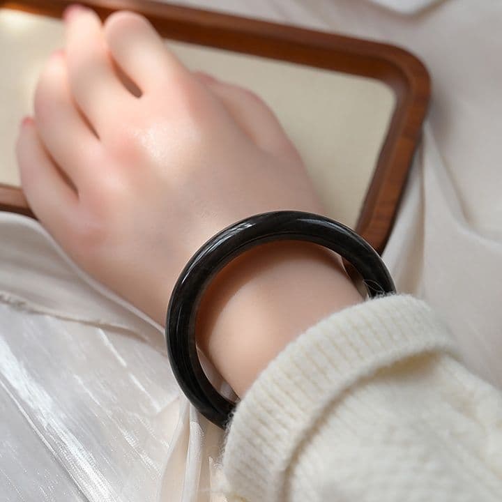 天然石ブレスレット オプシディアンバングル 黒曜石
