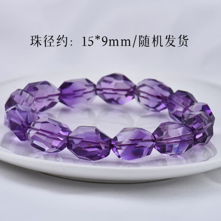 天然石ブレスレット アメジスト 多面カット紫水晶