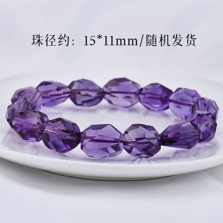 天然石ブレスレット アメジスト 多面カット紫水晶