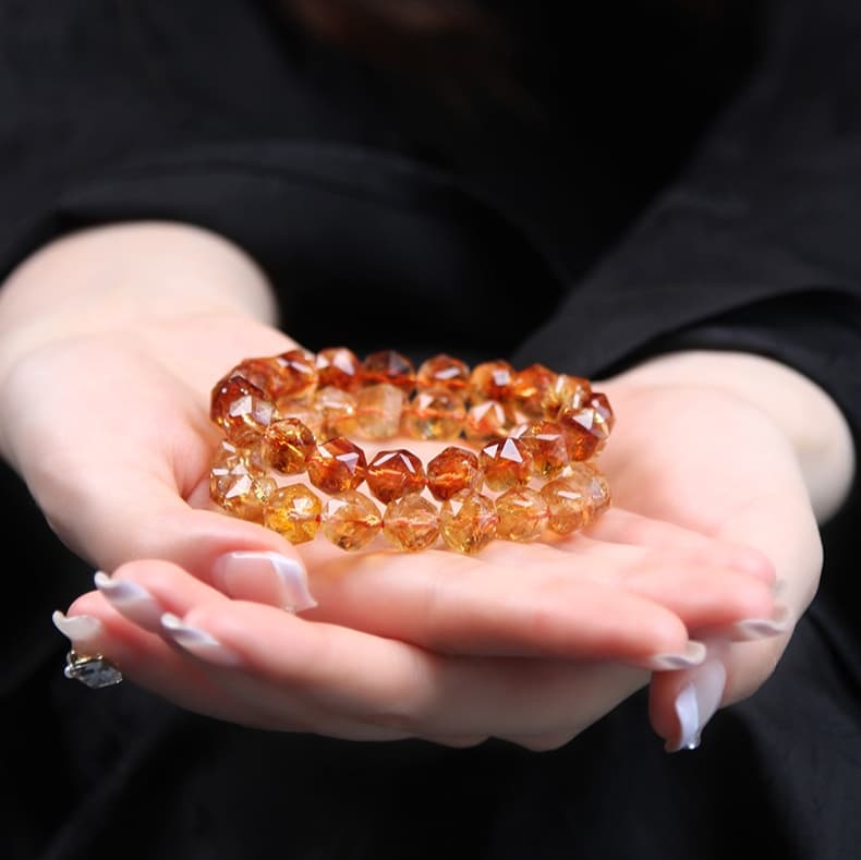 天然石ブレスレット シトリンファセット 黄水晶