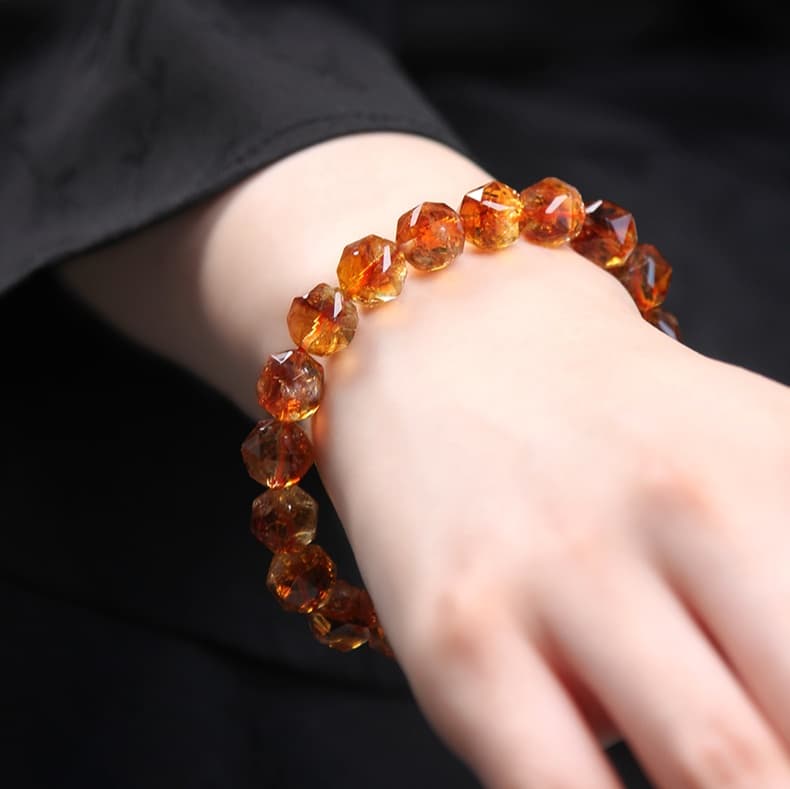 天然石ブレスレット シトリンファセット 黄水晶