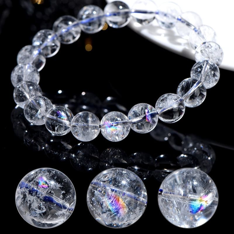 天然石ブレスレット アイリスクォーツ 虹入り水晶