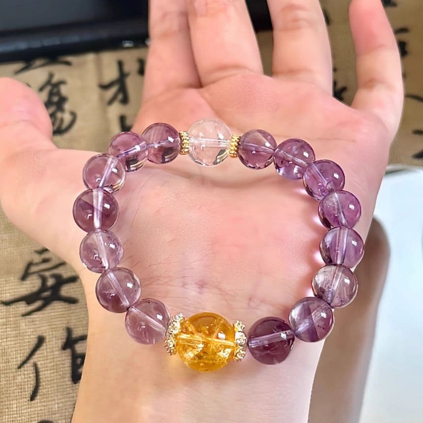 天然石ブレスレット アメジスト シトリン 水晶