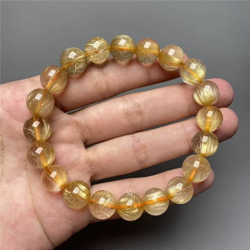 天然石ブレスレット ゴールドルチルクォーツ 金糸入り水晶