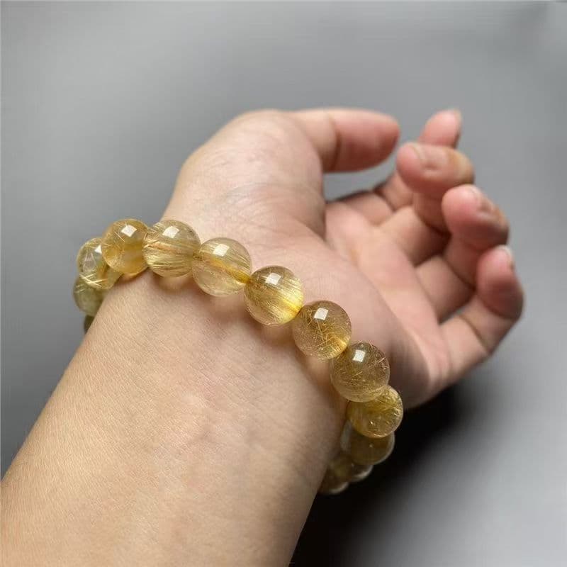天然石ブレスレット ゴールドルチルクォーツ 金糸入り水晶